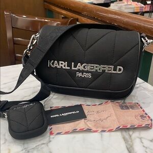 Karl Lagerfeld Black Quilted Crossbody Bag